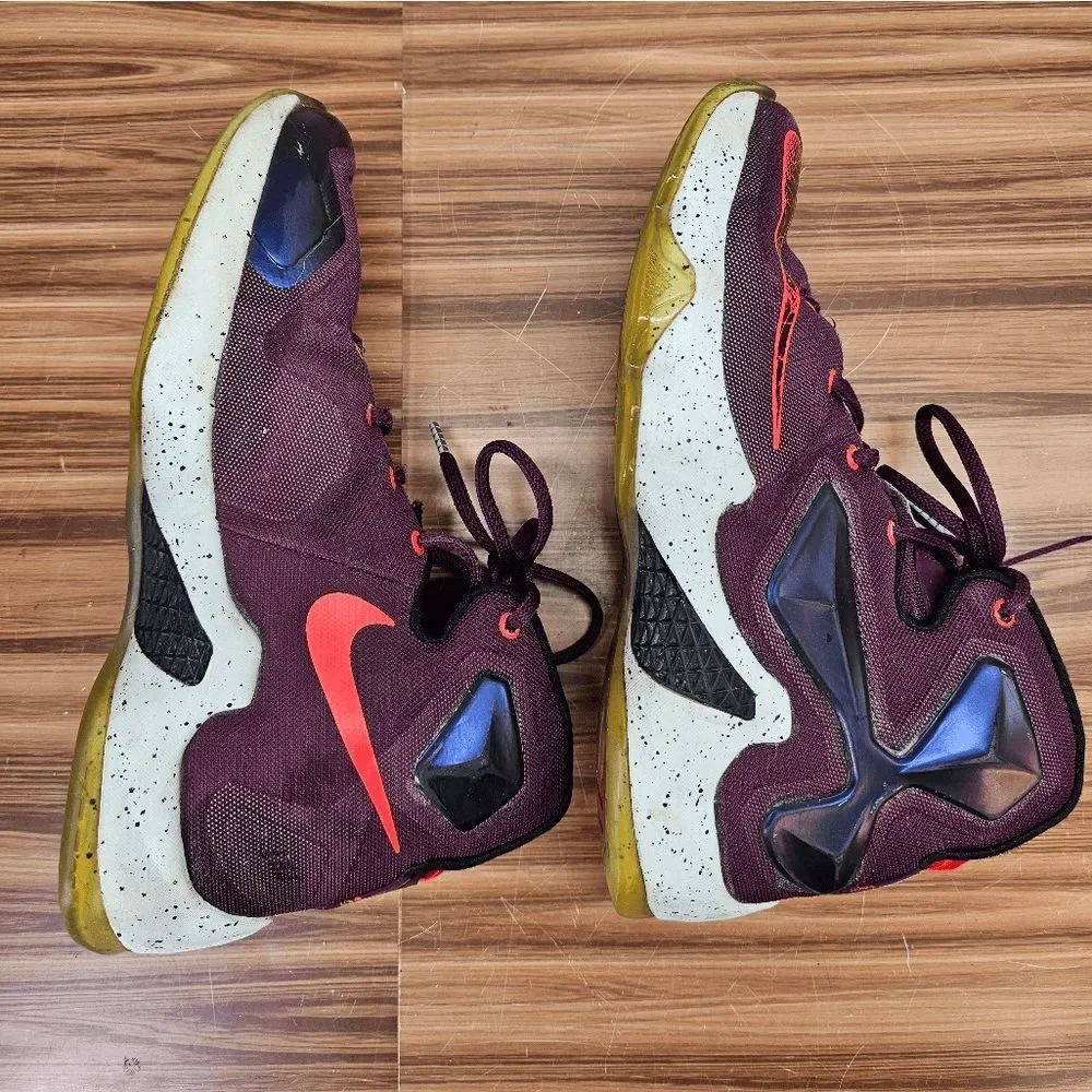 Nike LeBron 13 Mulberry Black Pure Platinum Kids 6.5Y‎ big boy Shoes 808709-500